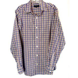 Banana Republic Plaid Long Sleeve Button Up Eggplant And Tan Men’s Size Large